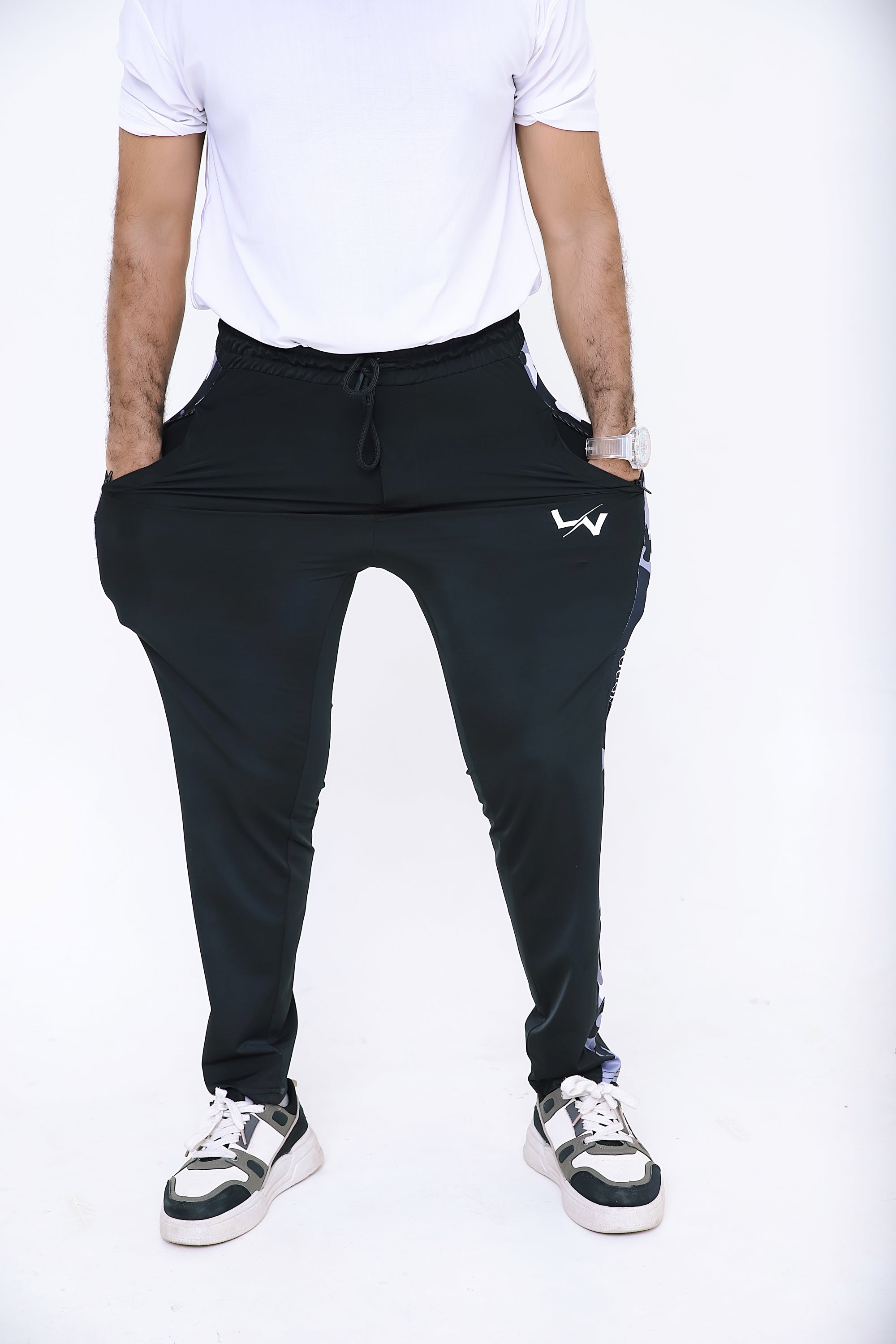 LV PREMIUM 4 WAY STRETCHABLE UNISEX BLACK CAMO TROUSER 005