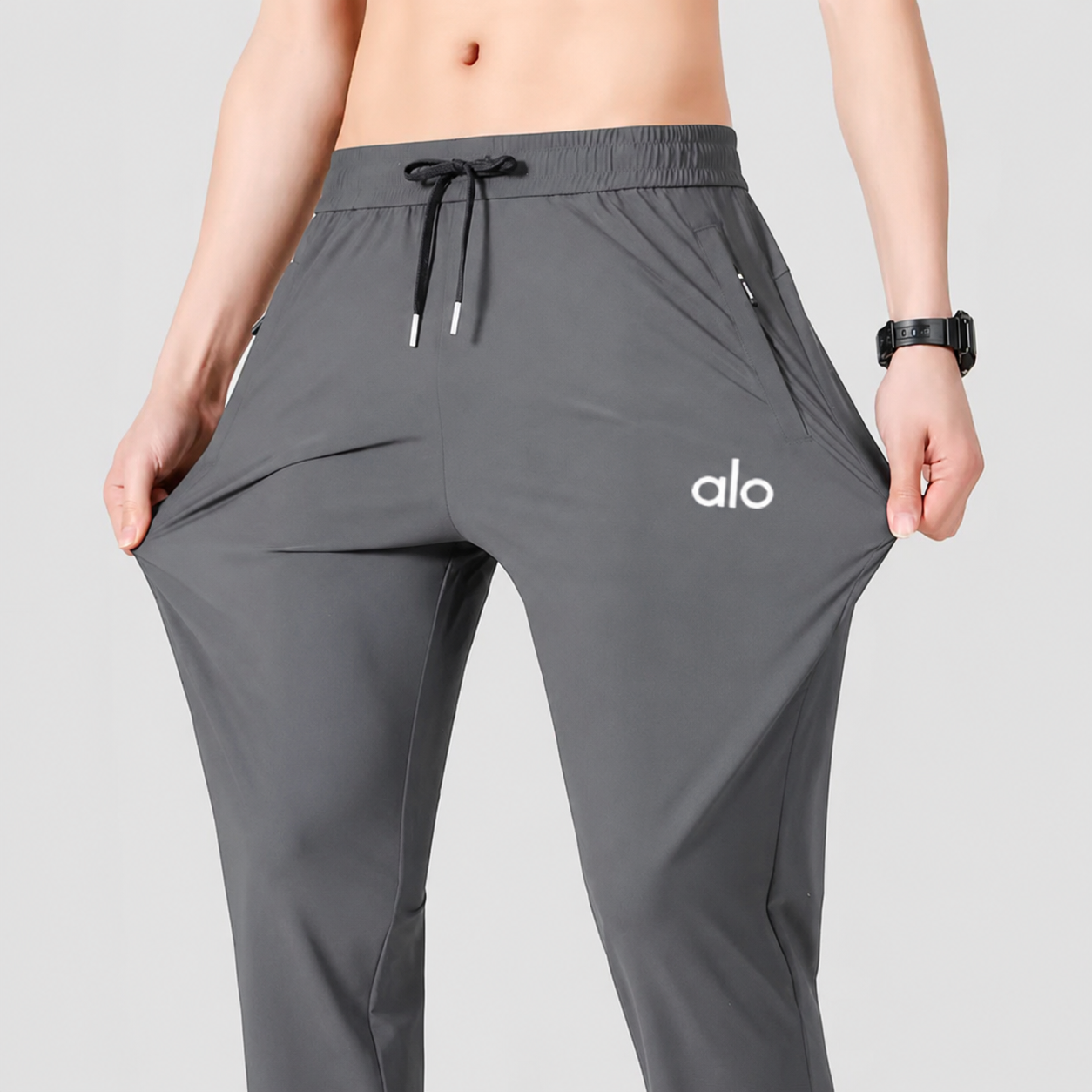 Men's premium 4 Way Lycra Gray Alo Imported Trouser