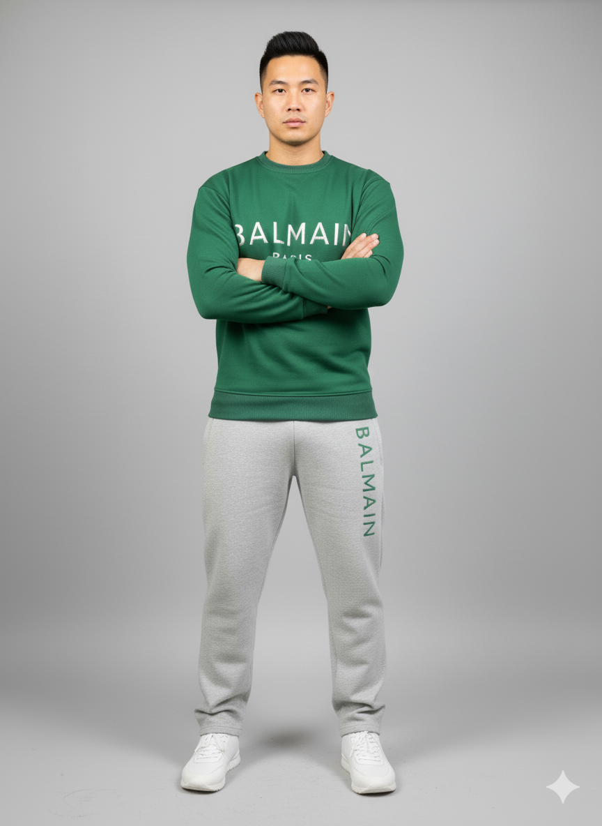 Balmn Paris Elite Green Imported Cotton Fleece Tracksuit (Male & Female )