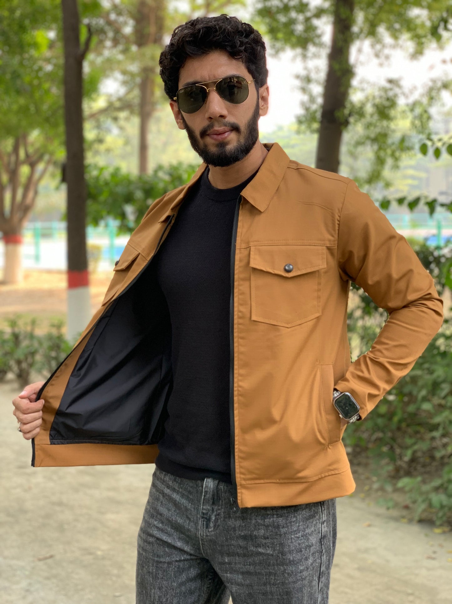 Premium Mustard Brown Full Sleeves Cotton Jeans Jacket