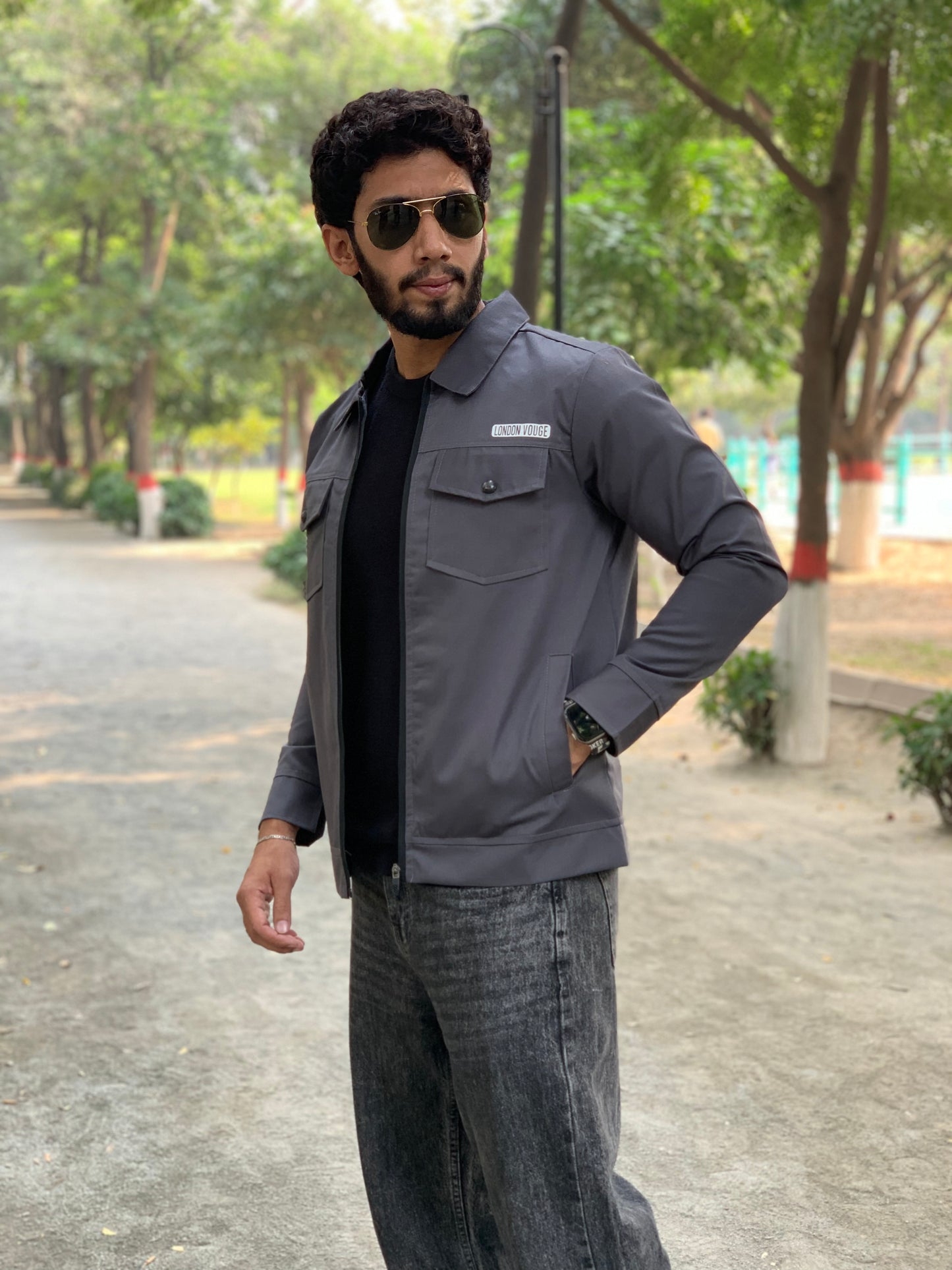 Premium Charcoal Gray Full Sleeves Cotton Jeans Jacket