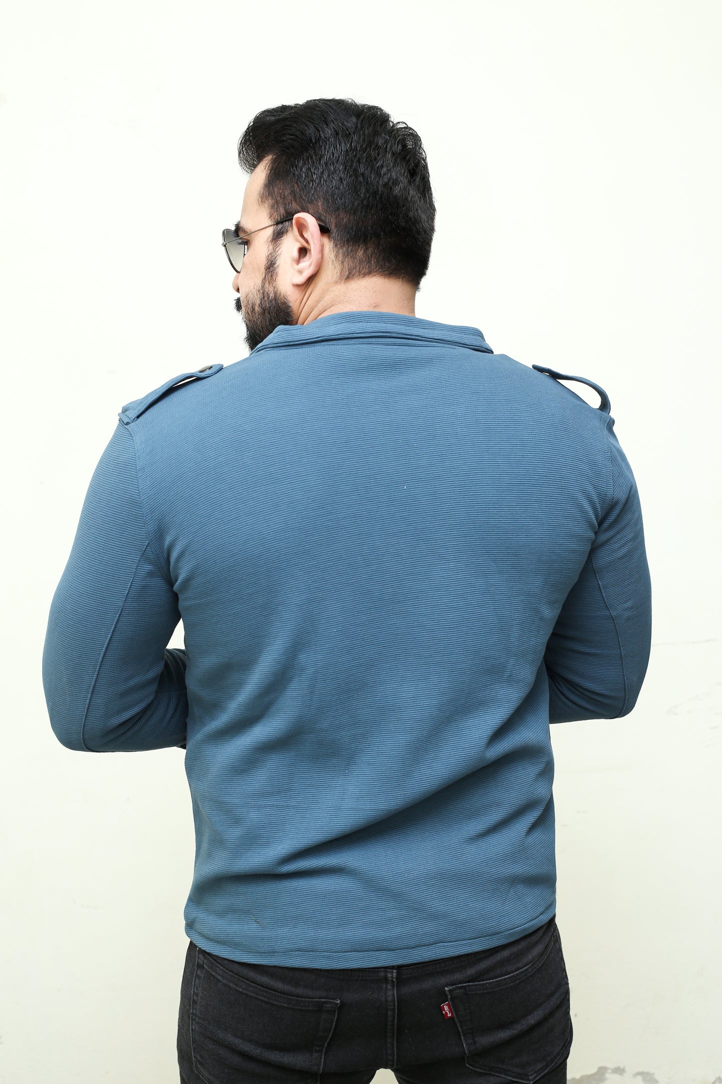 Premium Four Pocket Full Sleeve striped Zinc Jacket