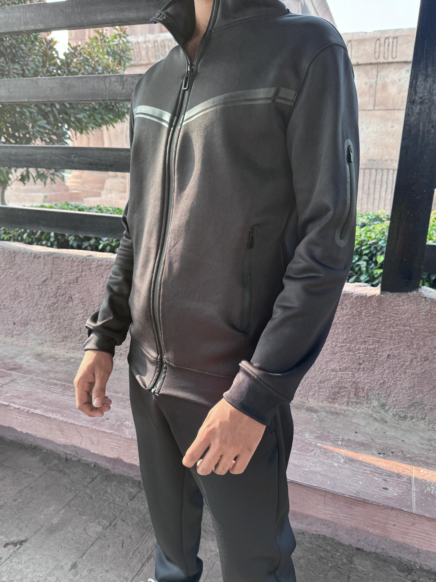 LV UNISEX BLACK TRENDY ARM ZIPPED TRACKSUIT LVT#01