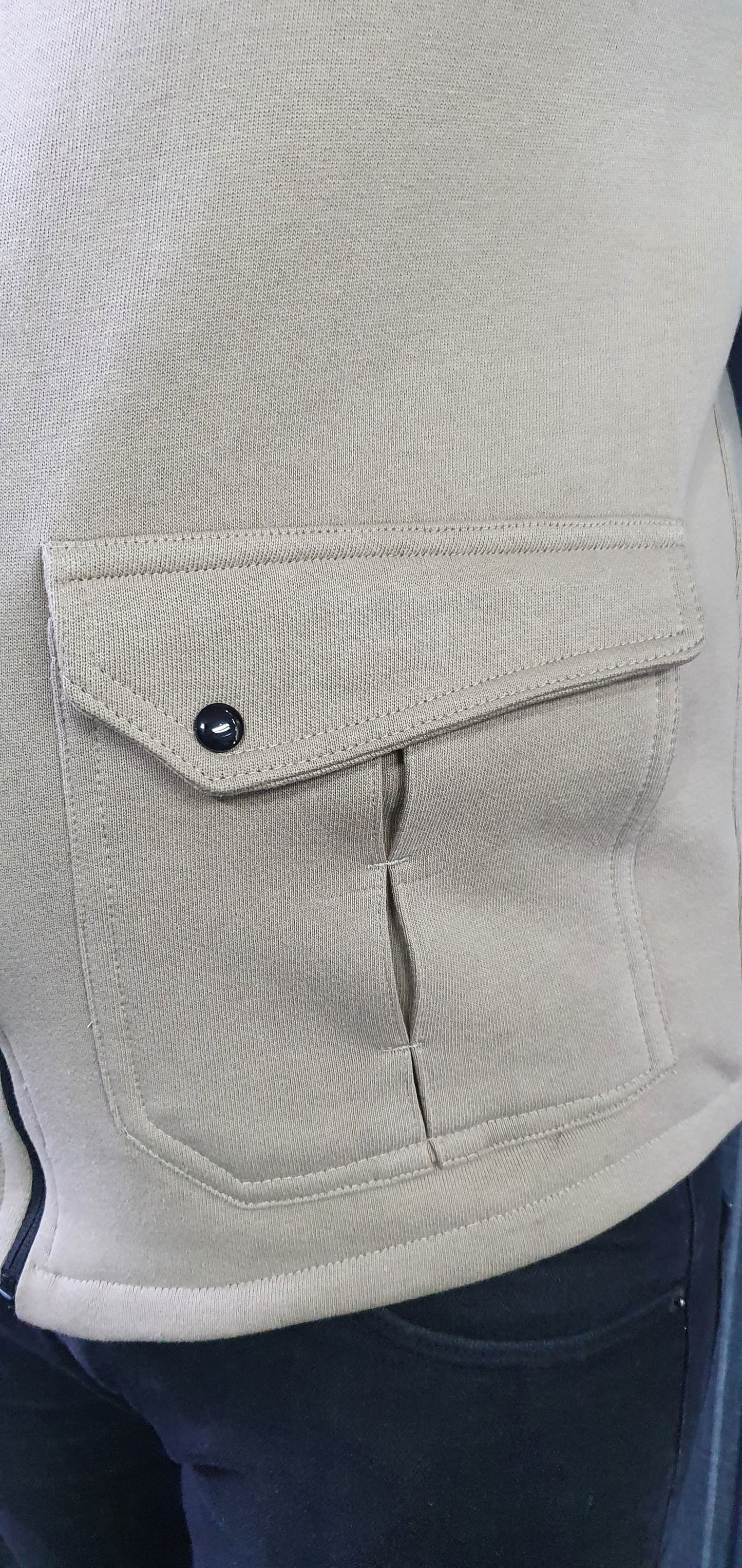 Premium Cotton Fleece Four Pocket sleeveless Jacket Beige 12