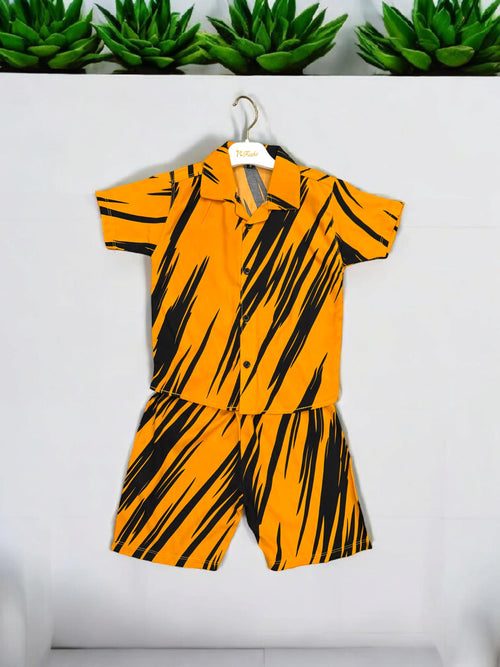 KID'S PREMIUM SUMMER STONE LILEN YELLOW TIGER TRACKSUIT FOR BOY & GIRL