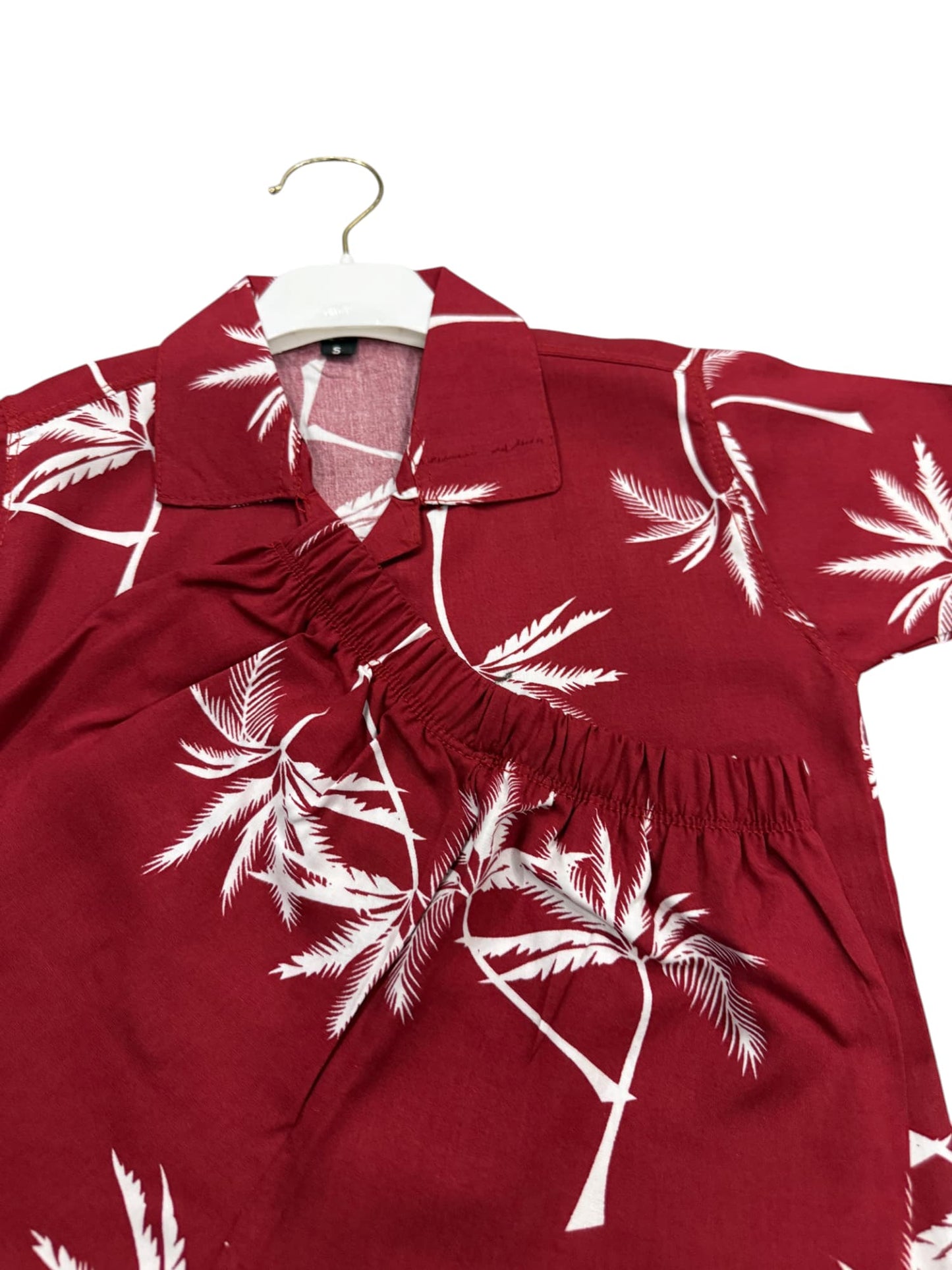 KID'S PREMIUM SUMMER STONE LILEN MAROON PALM TRACKSUIT FOR BOY & GIRL