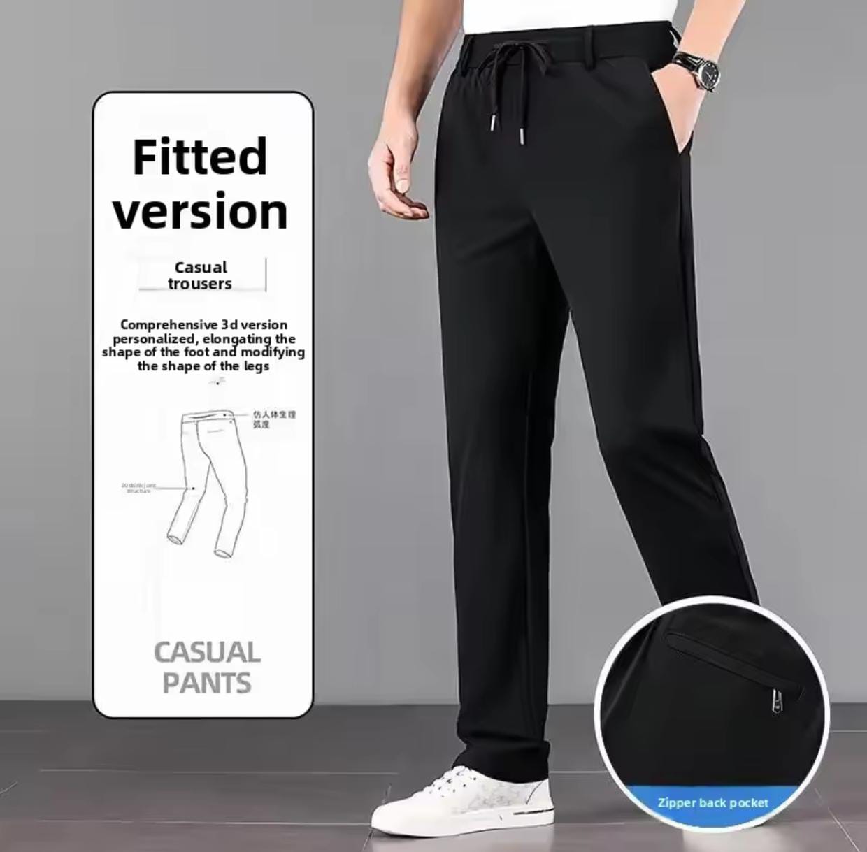 Men's premium 4 Way Lycra Black Imported Trouser PT-1