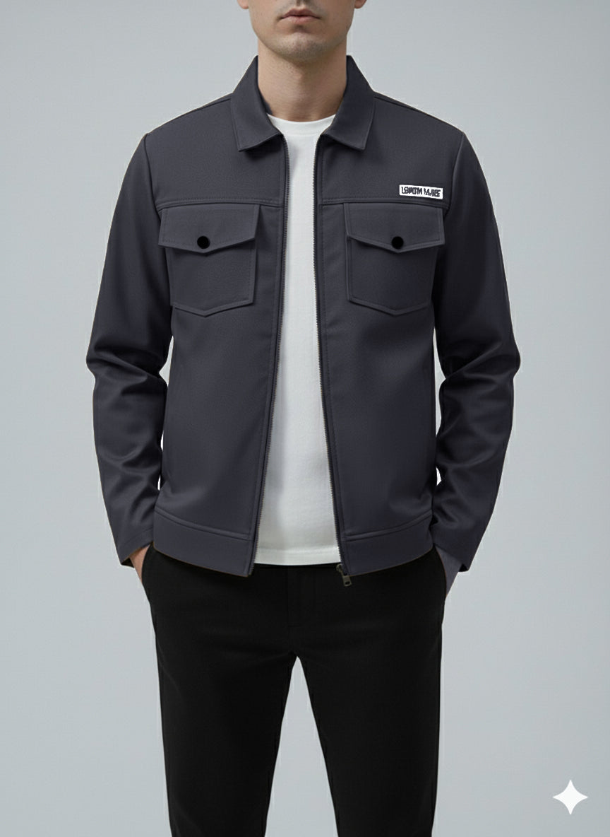 Premium Charcoal Gray Full Sleeves Cotton Jeans Jacket