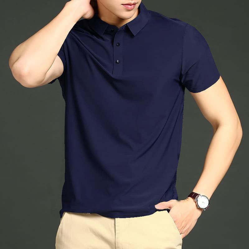 MEN'S LV IMPORTED DARK NAVY SEAMLESS 4 WAY LYCRA SHIRT-10