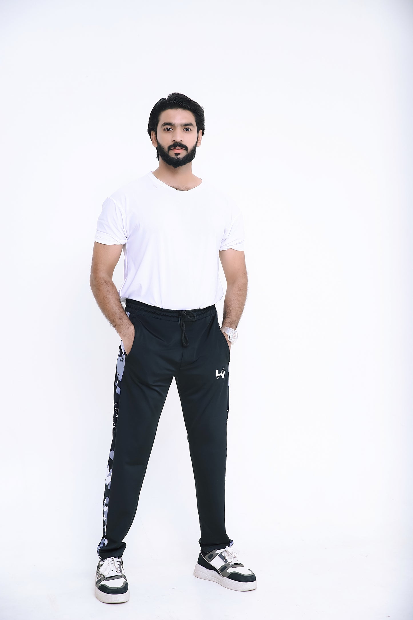 LV PREMIUM 4 WAY STRETCHABLE UNISEX BLACK  CAMO TROUSER 005