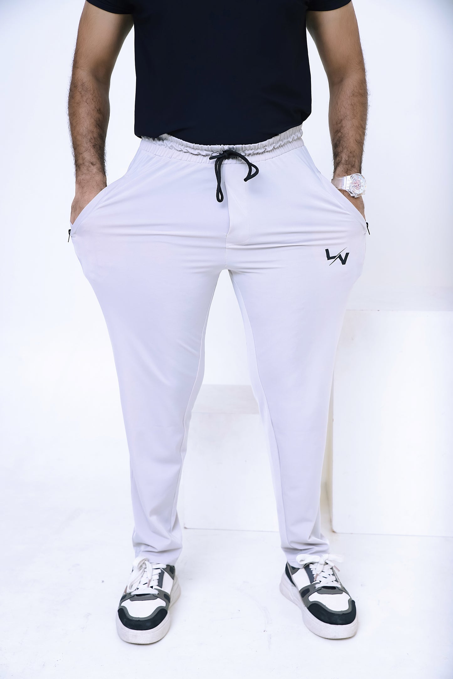 Men's 4 Way Stretchable Lycra Plain Cloud Gray Trouser-LV#021