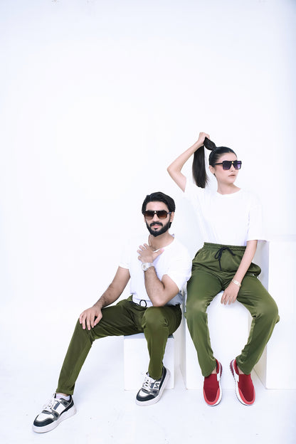 LV PREMIUM 4 WAY STRETCHABLE GREEN PLAIN  TROUSER 012