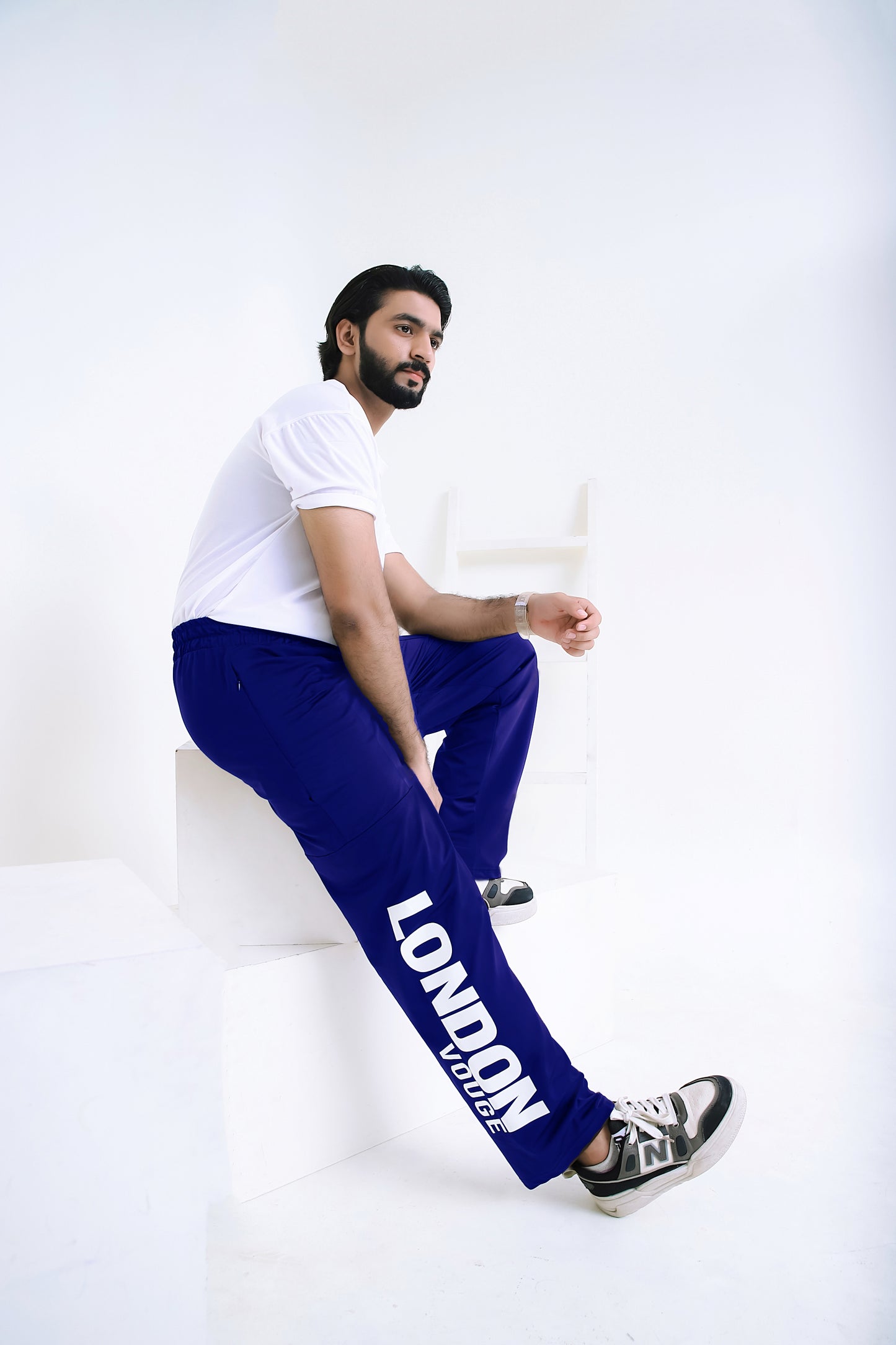 LV PREMIUM 4 WAY STRETCHABLE UNISEX BLUE  BAGGY TROUSER 004