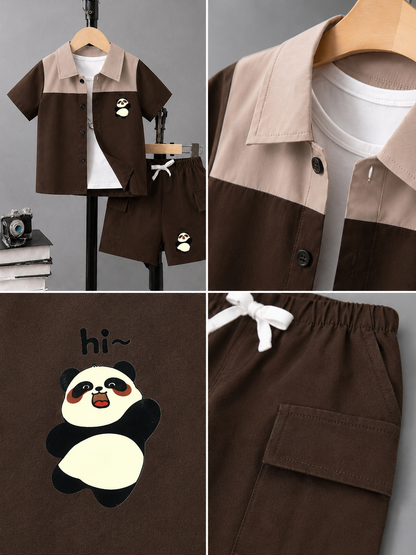 Kids Premium Micro Stretch Co-Ord Set – Brown & Skin  Summer Outfit for Boys & Girls