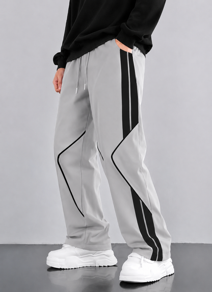 Premium Baggy Silver Micro Stretch Trouser With Black Piping Edition