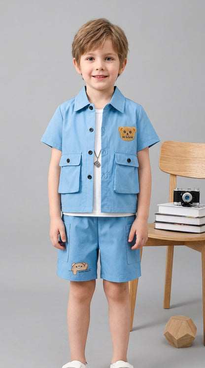 Kids Premium Micro Stretch Co-Ord Set – Light Sky Summer Outfit for Boys & Girls