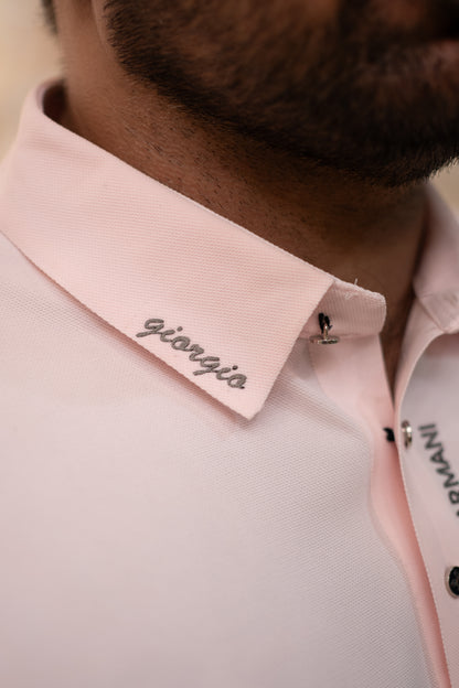 ITALIAN TEXTURED STITCHLESS POLO SHIRT LVPS-013 BABY PINK
