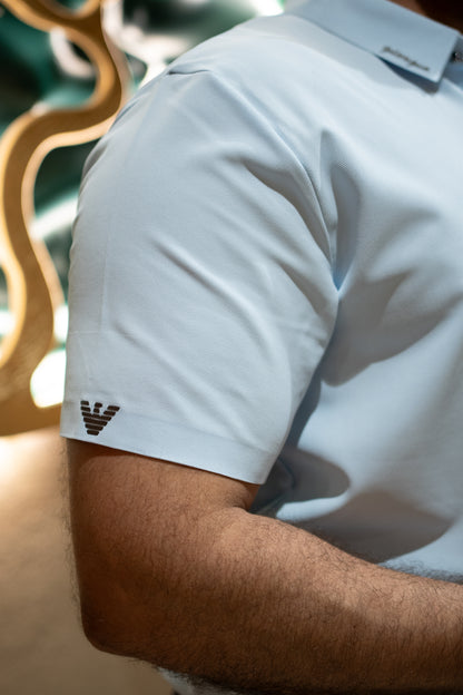 ITALIAN TEXTURED STITCHLESS POLO SHIRT LVPS-04 LIGHT SKY BLUE