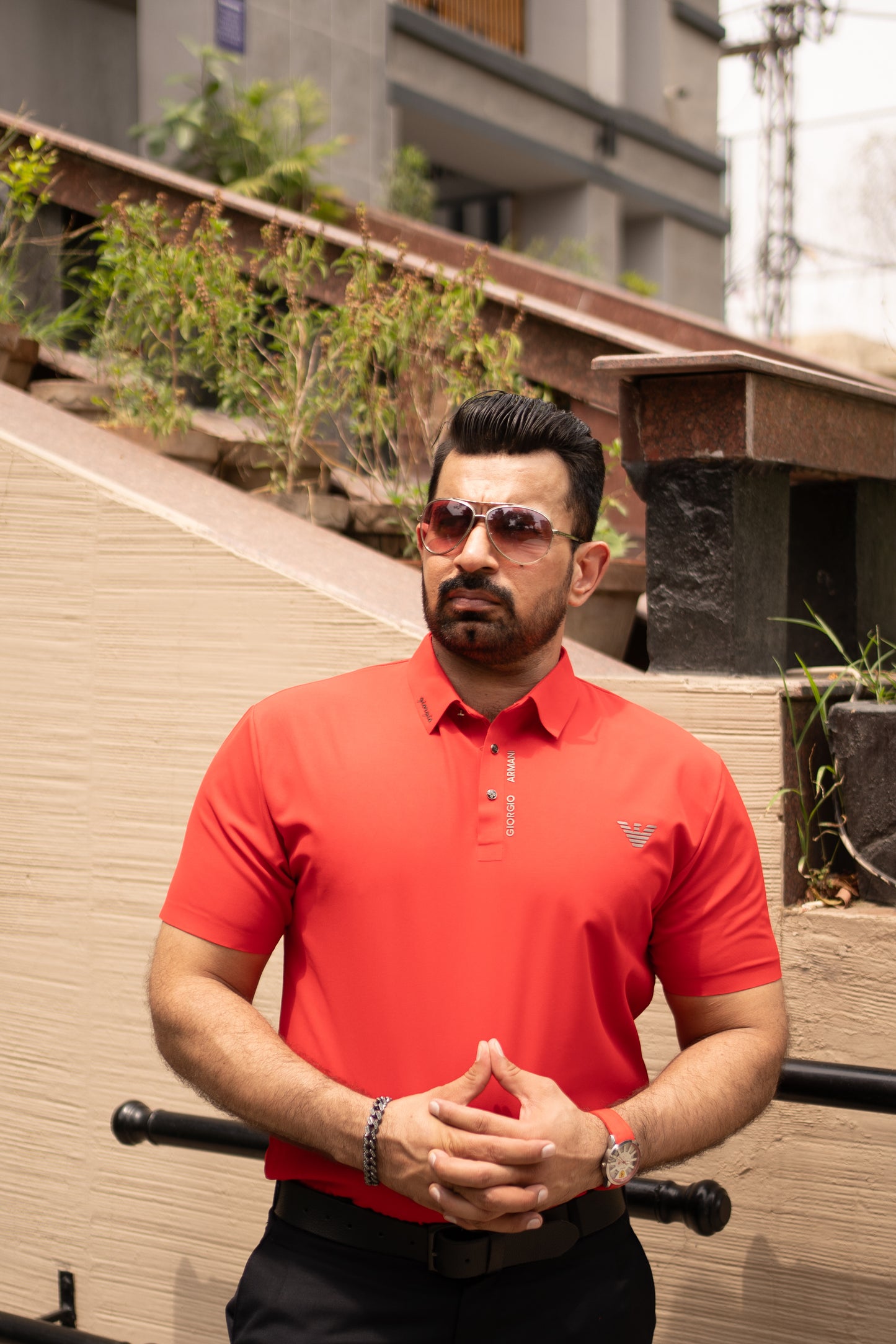 ITALIAN TEXTURED STITCHLESS POLO SHIRT LVPS-05 ACTIVE RED