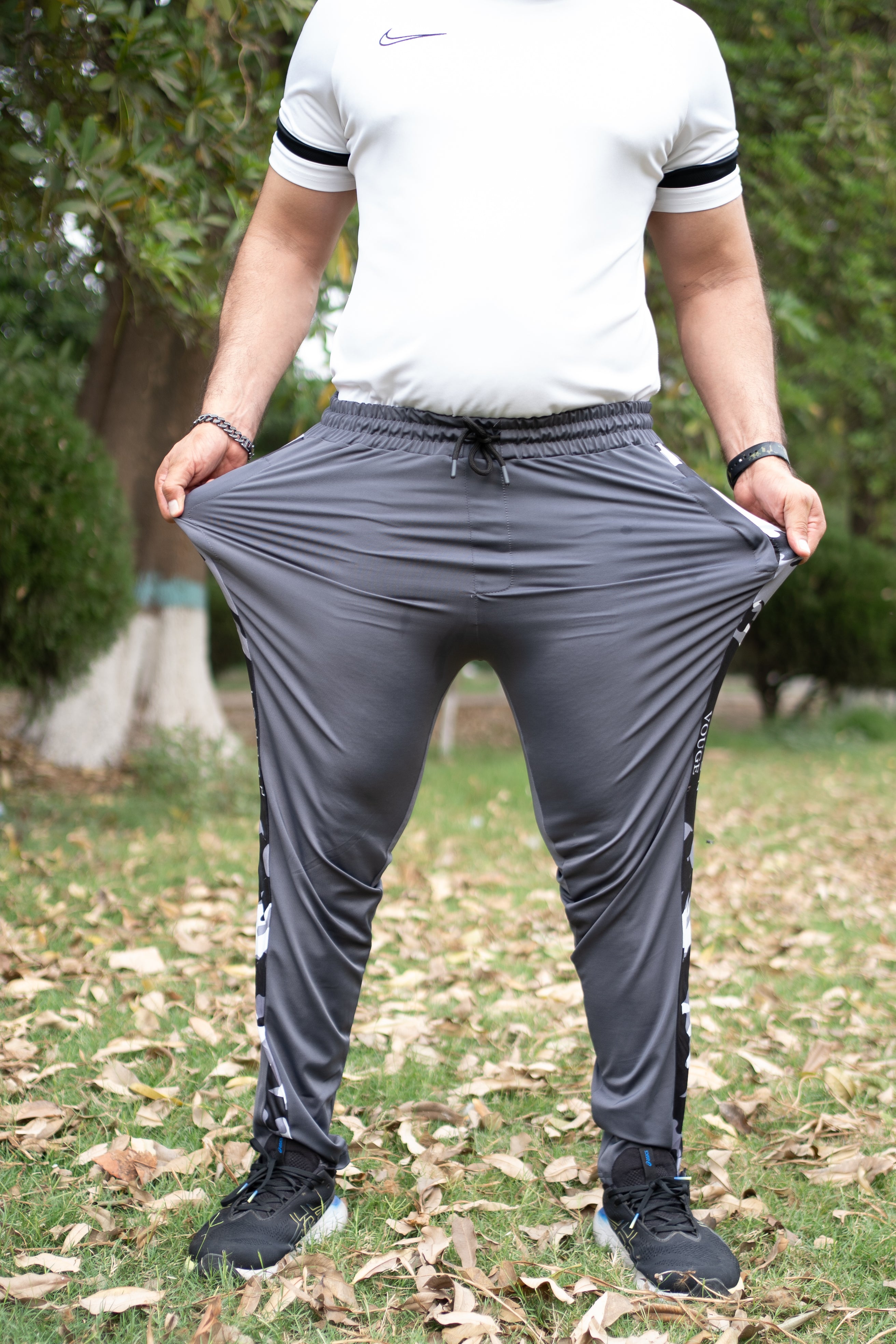 MEN'S 4 Way Stretchable Lycra Gray Camouflage Panel Trouser-LV#035