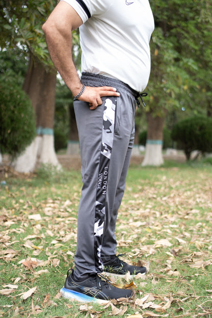 MEN'S 4 Way Stretchable Lycra Gray Camouflage Panel Trouser-LV#035