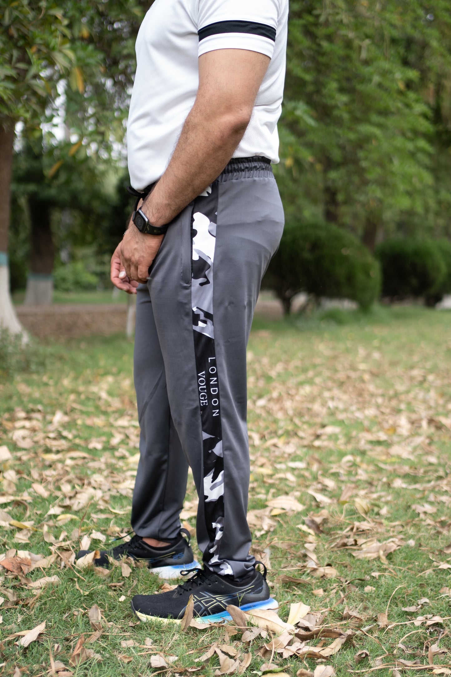 MEN'S 4 Way Stretchable Lycra Gray Camouflage Panel Trouser-LV#035