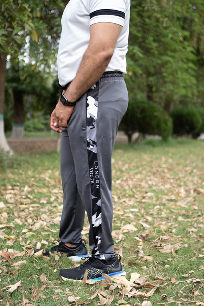 MEN'S 4 Way Stretchable Lycra Gray Camouflage Panel Trouser-LV#035