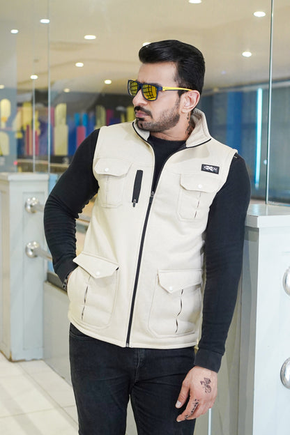 Premium Cotton Fleece Four Pocket sleeveless Jacket Skin JKT # 04