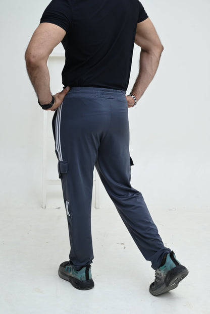 Three Tapes Men's 4 way Stretch-able Lycra Cargo Trousers Grey
