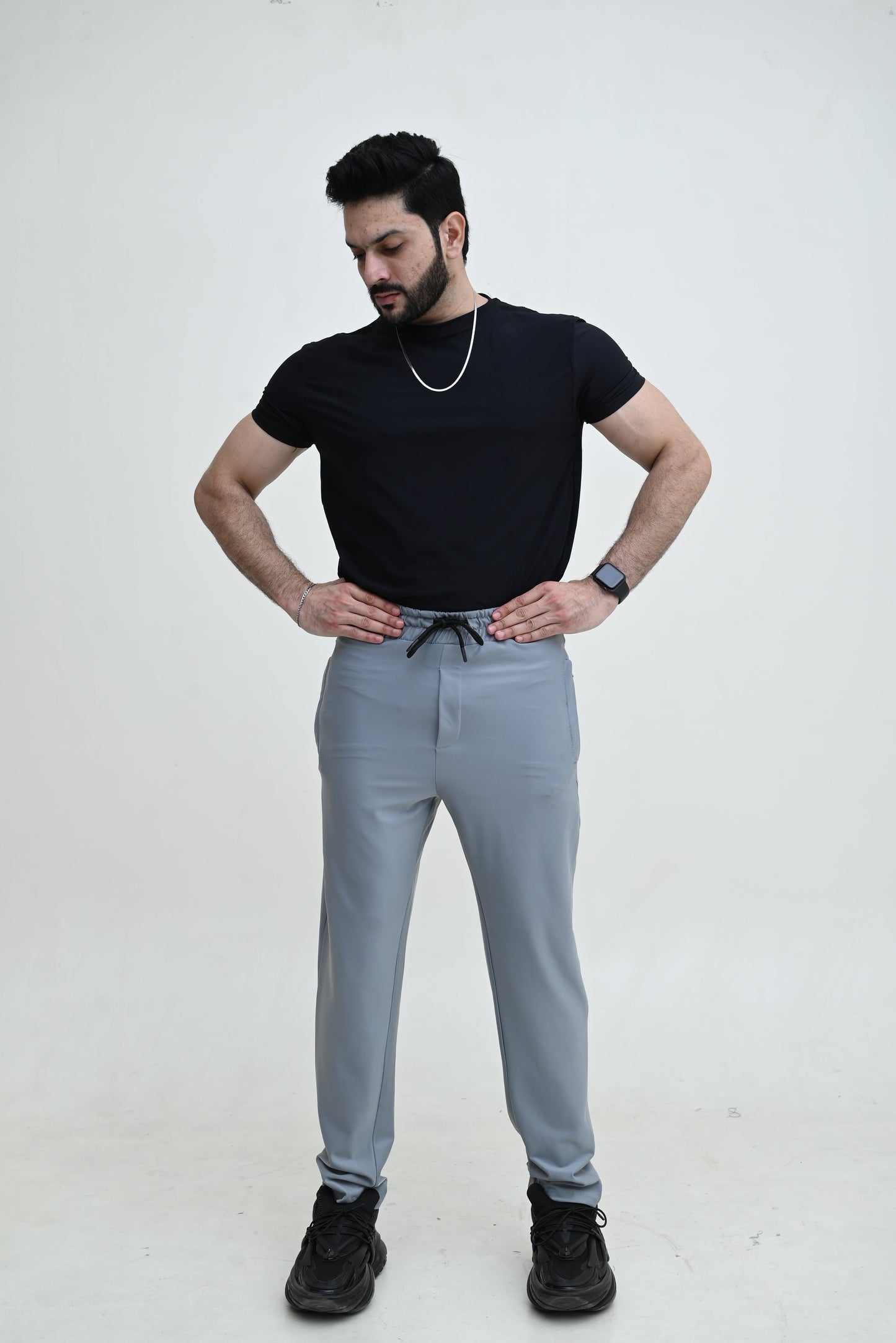 Men's Stretch-able Lycra Trouser Light Grey Imported