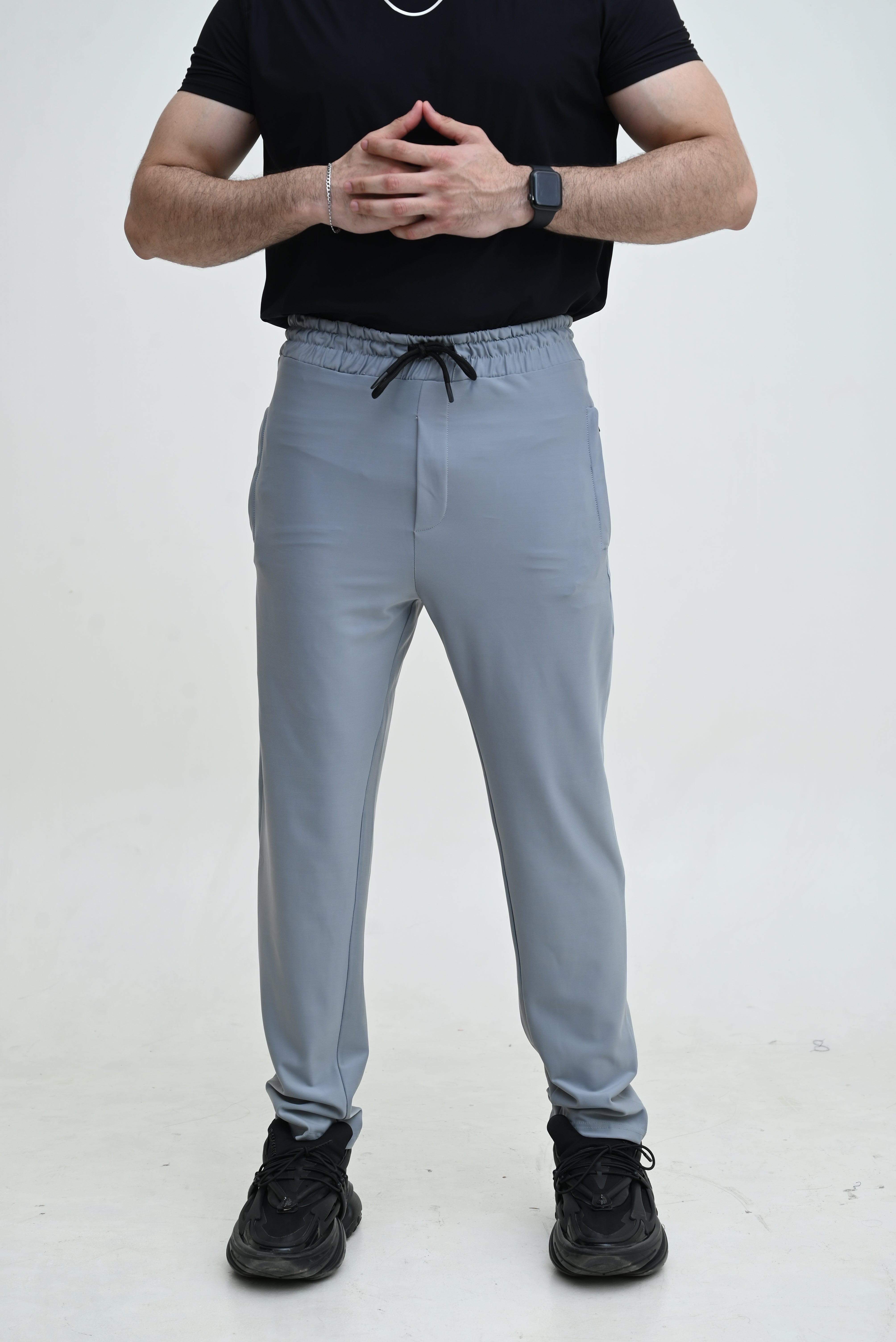 Men's Stretch-able Lycra Trouser Light Grey Imported