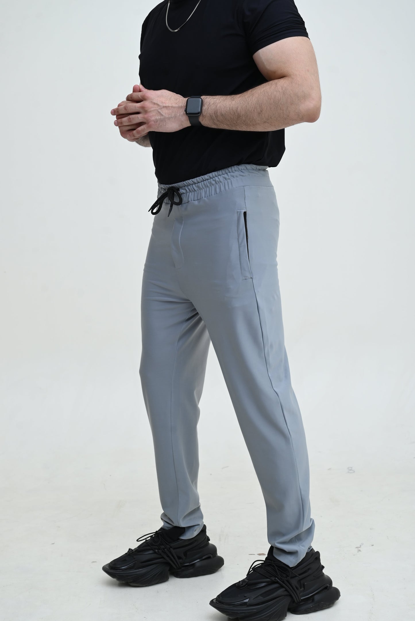 Men's Stretch-able Lycra Trouser Light Grey Imported