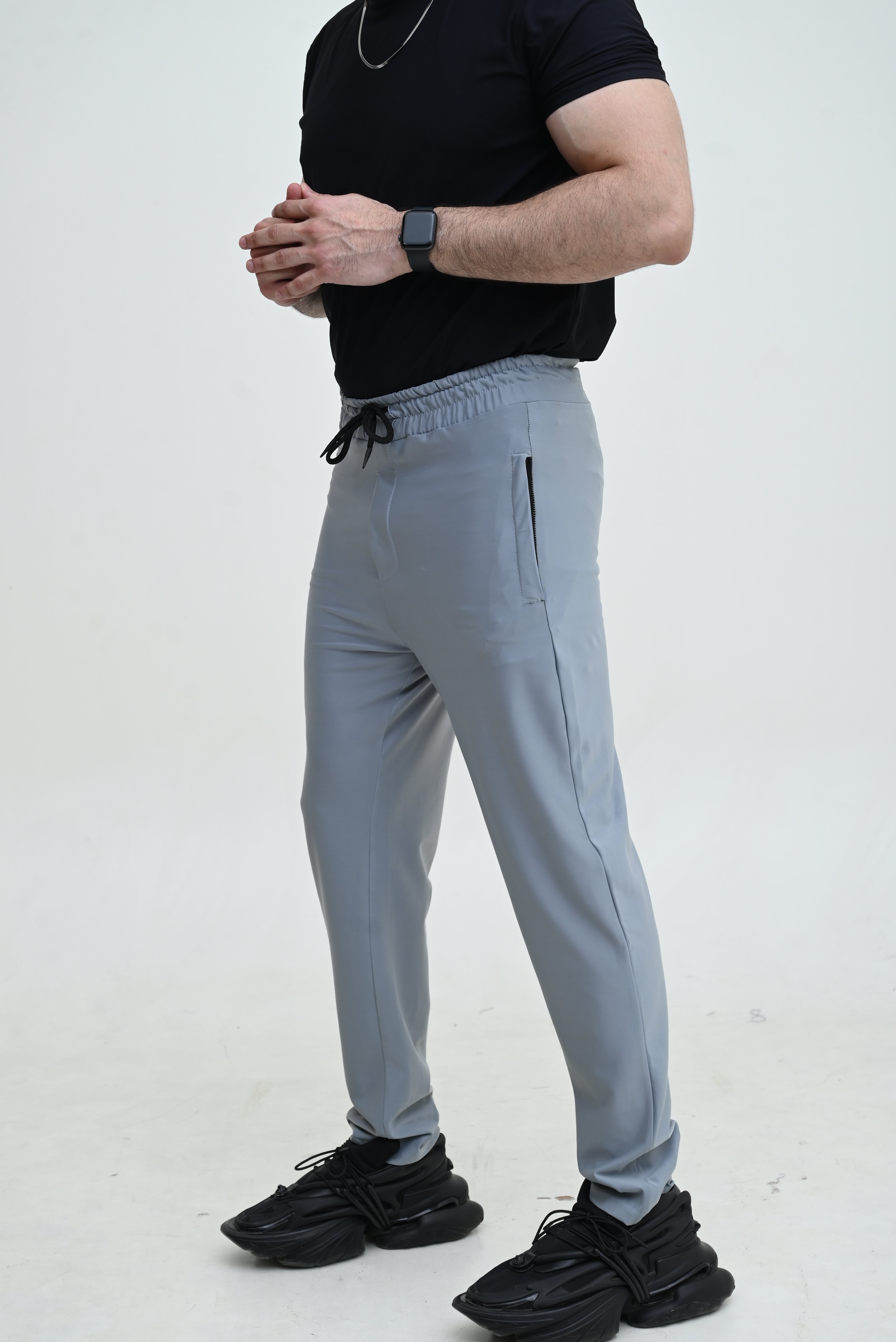 Men's Stretch-able Lycra Trouser Light Grey Imported