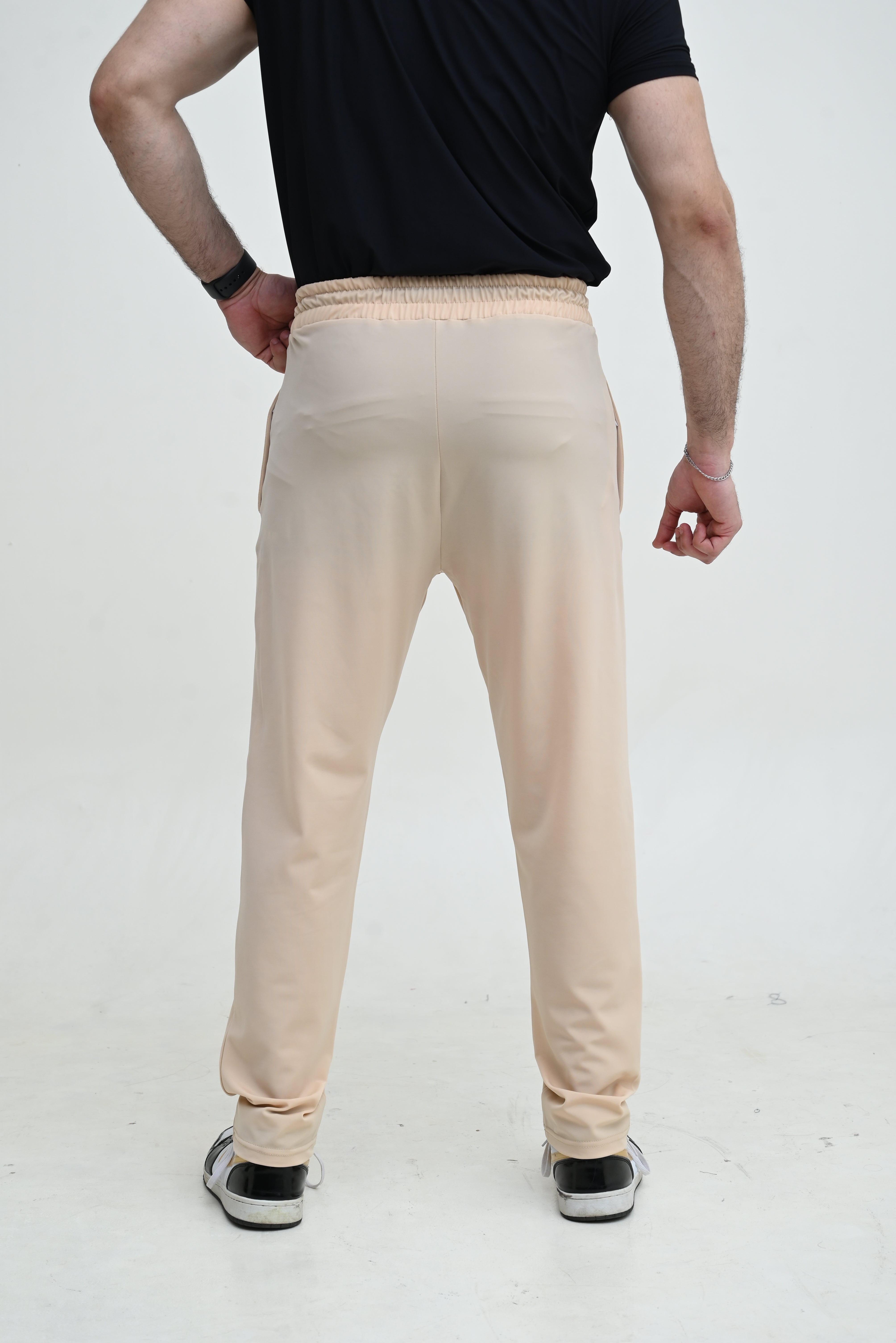 Men's Stretch-able Lycra Trouser-Light Beige Imported