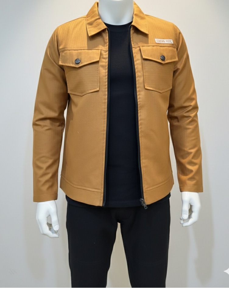 Premium Mustard Brown   Full Sleeves Cotton Jeans Jacket