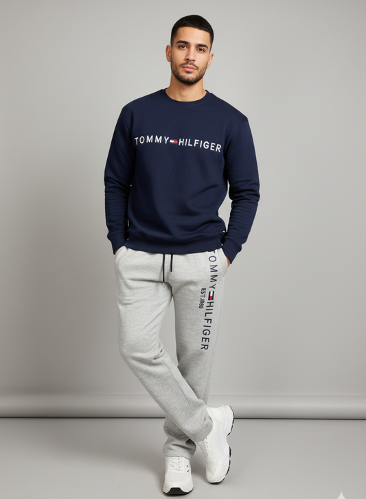 Tommy Hilfiger Rich Blue Imported Cotton Fleece Tracksuit (Male & Female )