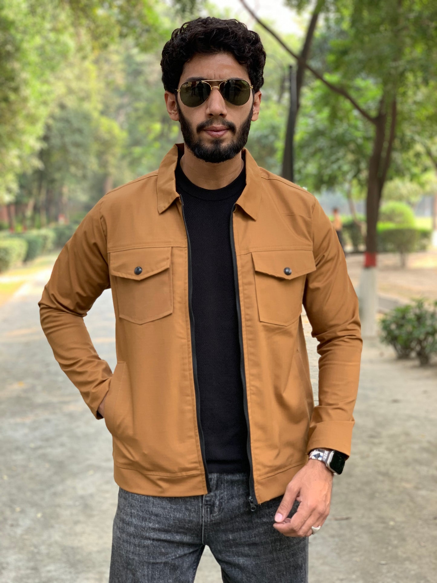 Premium Mustard Brown   Full Sleeves Cotton Jeans Jacket