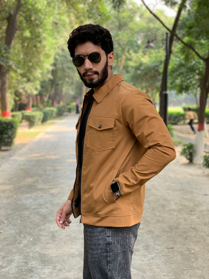 Premium Mustard Brown   Full Sleeves Cotton Jeans Jacket