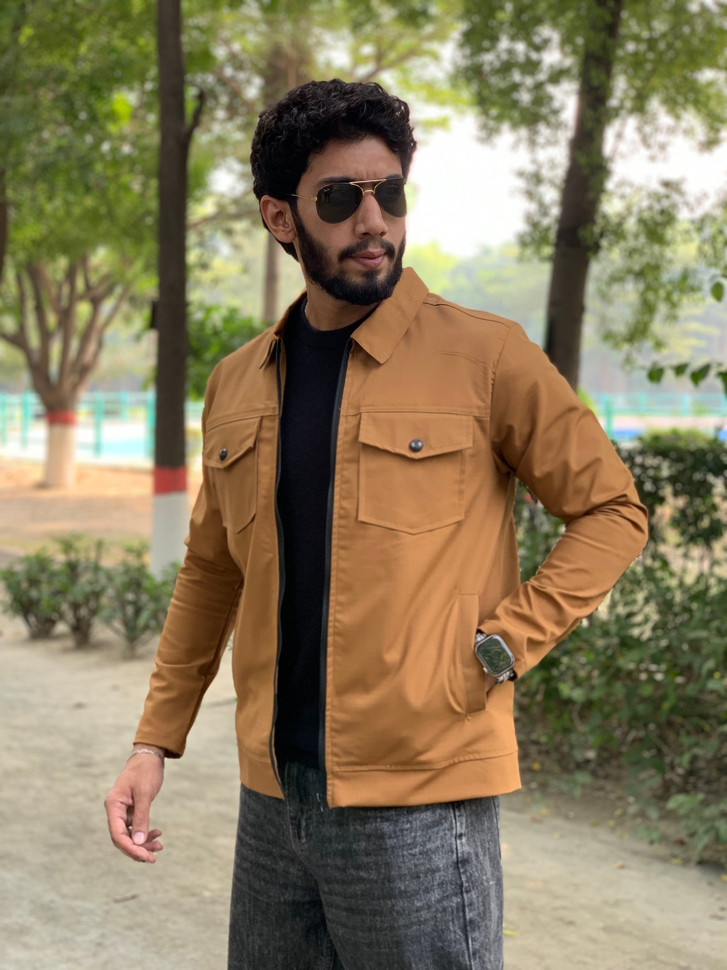 Premium Mustard Brown   Full Sleeves Cotton Jeans Jacket