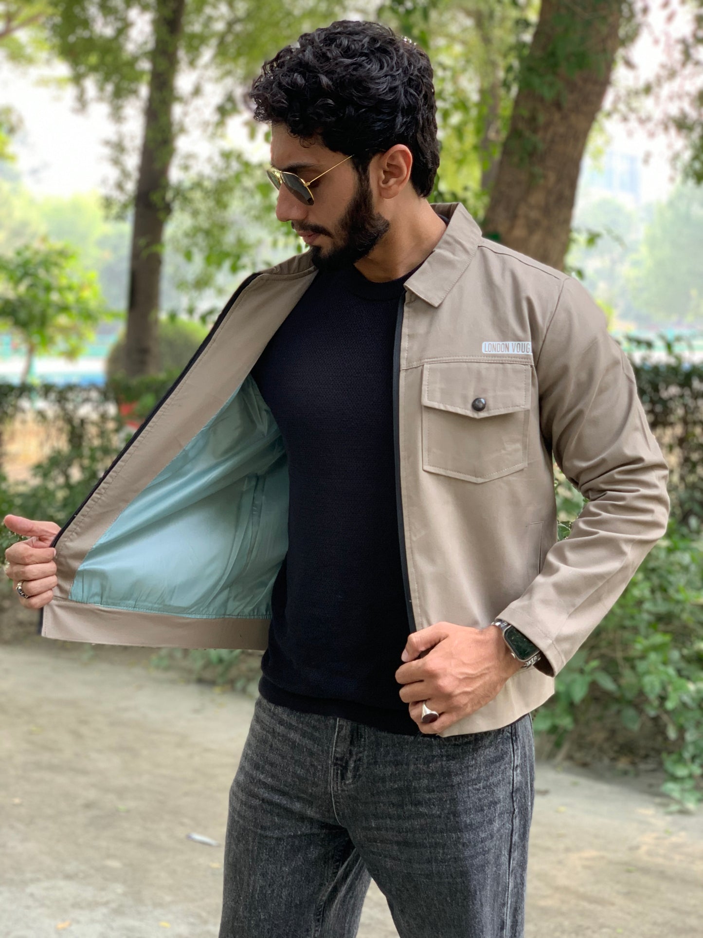 Premium Light Beige Full Sleeves Cotton Jeans Jacket