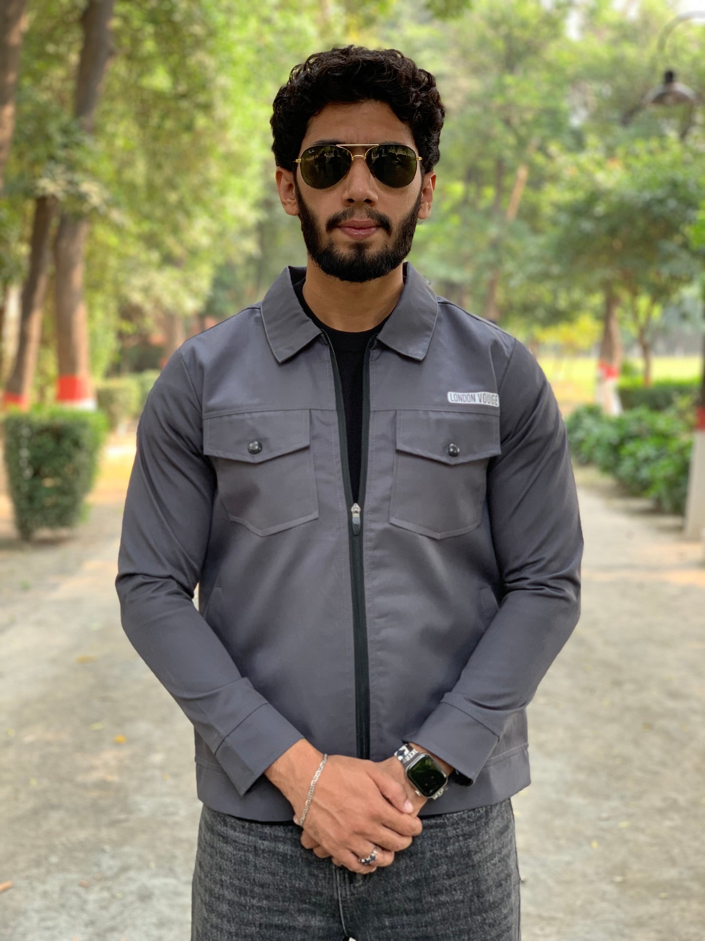 Premium Charcoal Gray  Full Sleeves Cotton Jeans Jacket