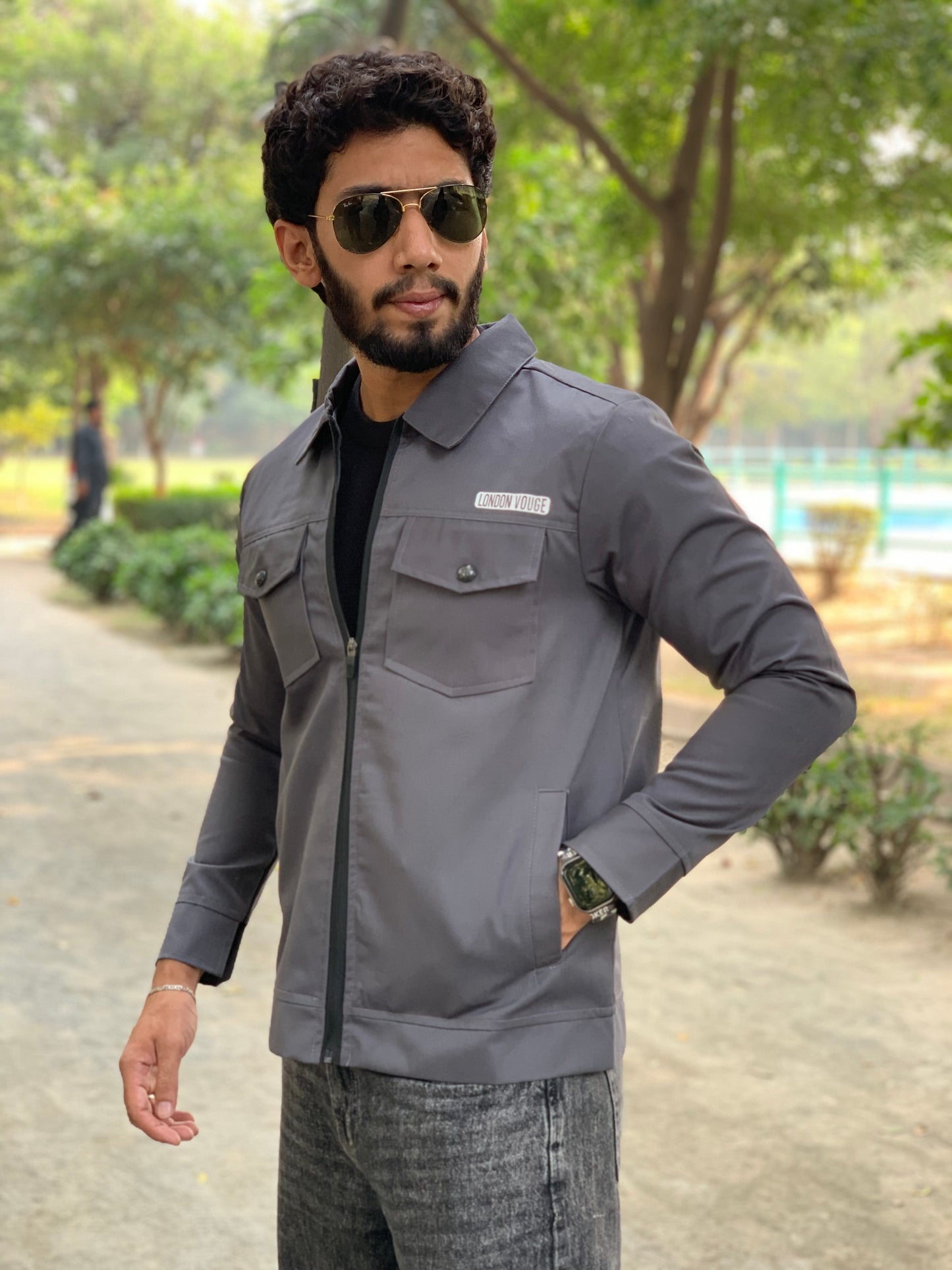 Premium Charcoal Gray  Full Sleeves Cotton Jeans Jacket