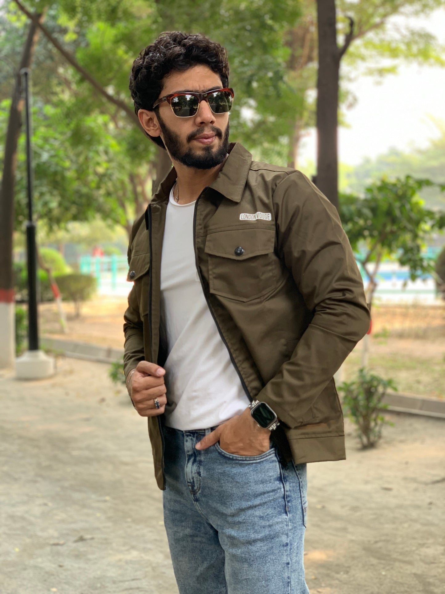 Premium Olive Green  Full Sleeves Cotton Jeans Jacket