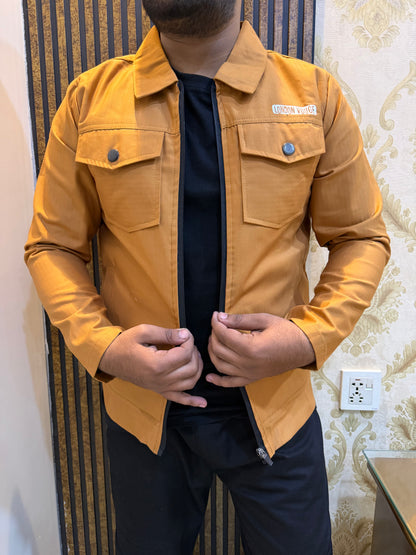 Premium Mustard Brown   Full Sleeves Cotton Jeans Jacket