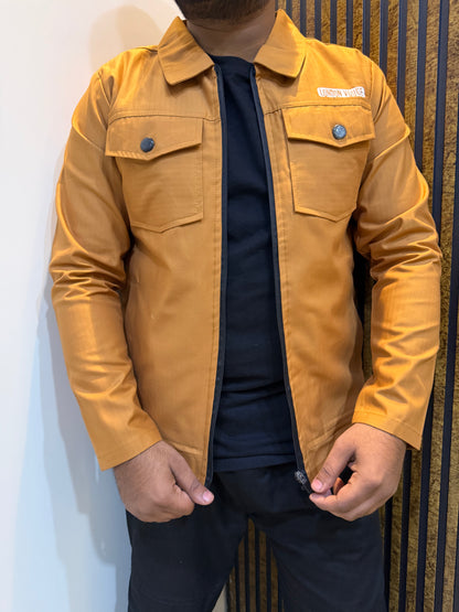Premium Mustard Brown   Full Sleeves Cotton Jeans Jacket