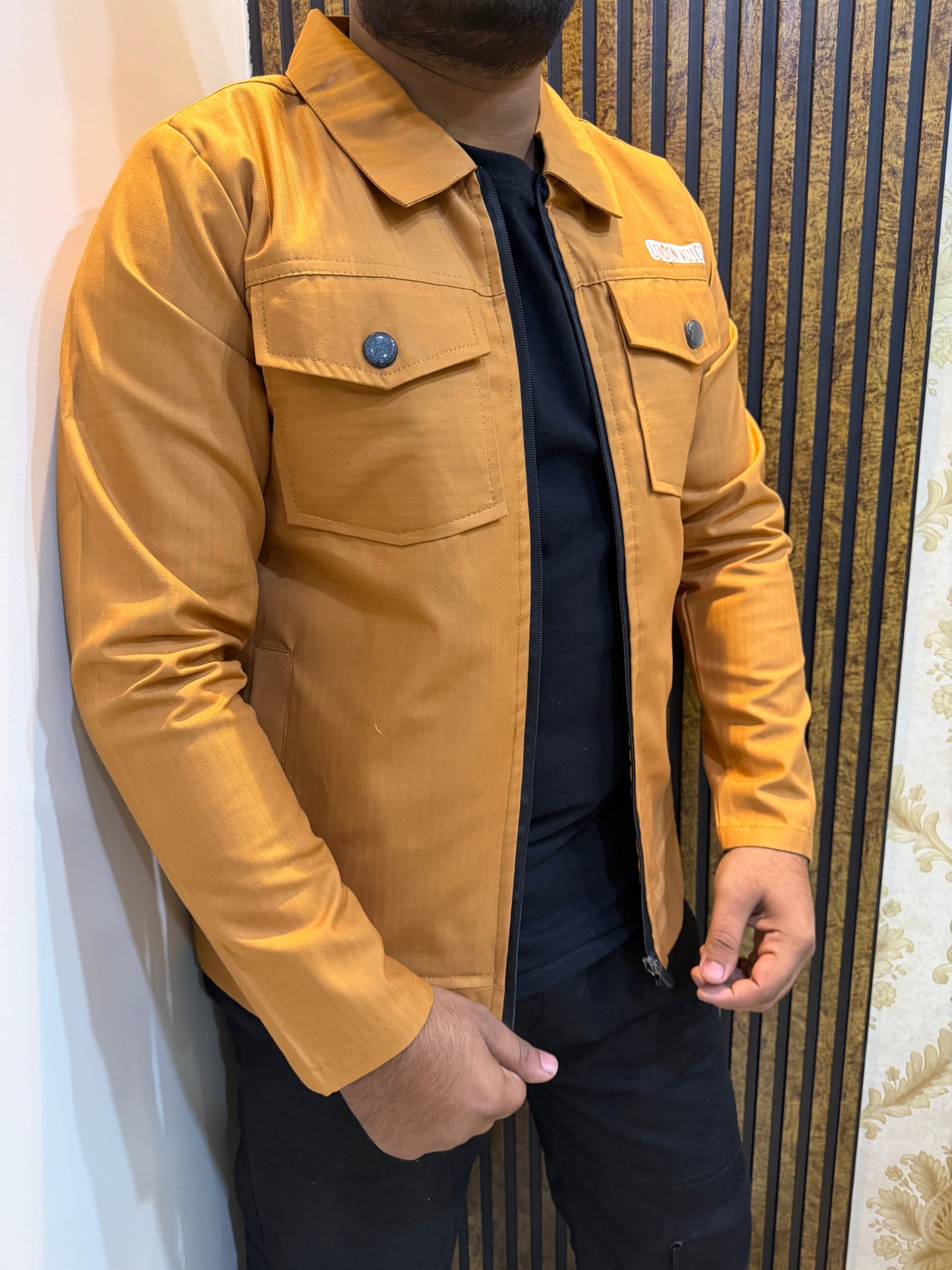 Premium Mustard Brown   Full Sleeves Cotton Jeans Jacket