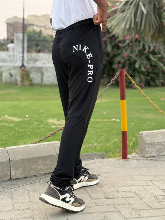 Premium Black Nike Pro Round Print Men's 4 way Stretch-able Lycra Trousers