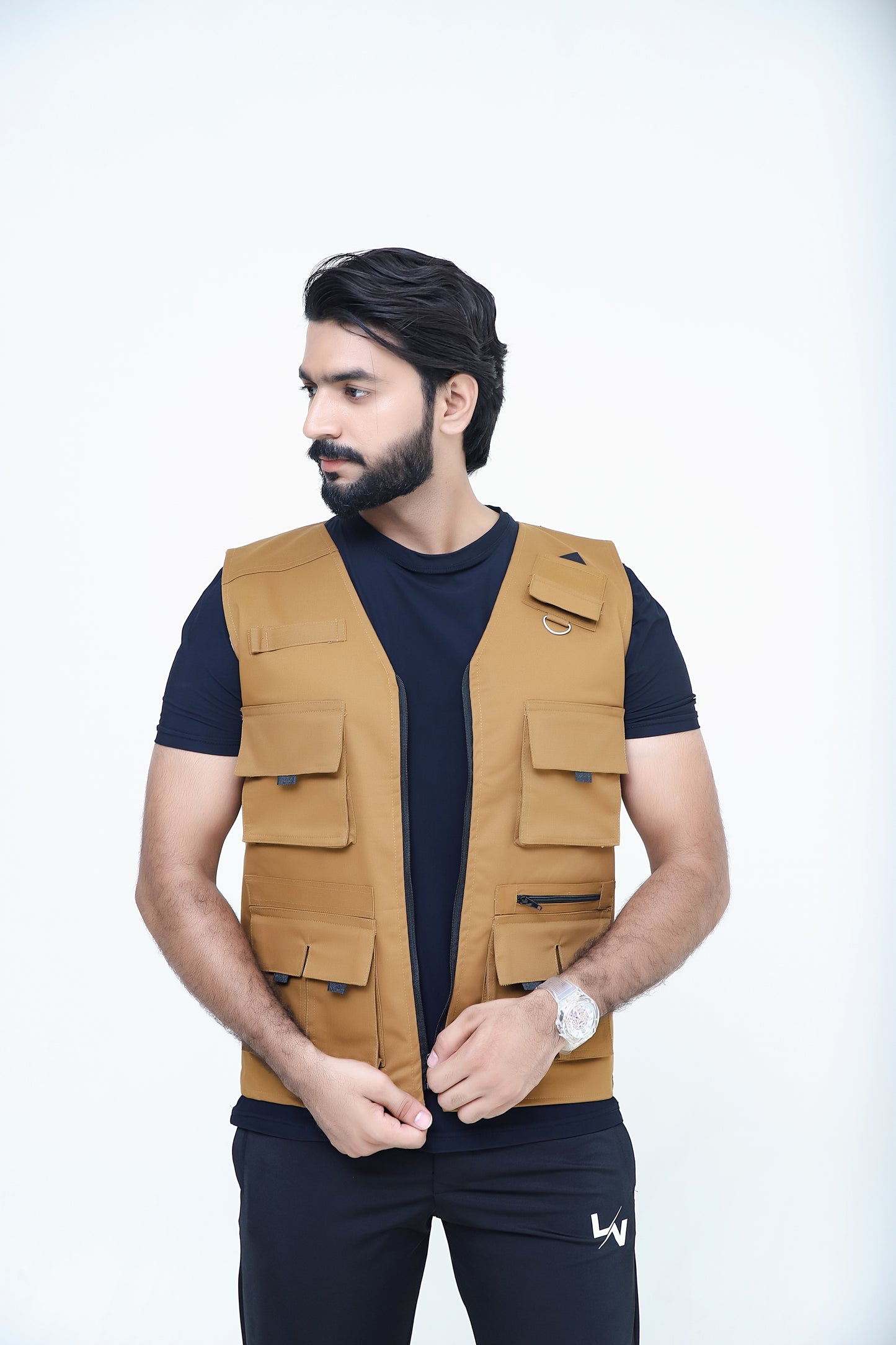 Men's Trendy Cotton Sleeveless Mustard Sidhu Jacket-LV#039