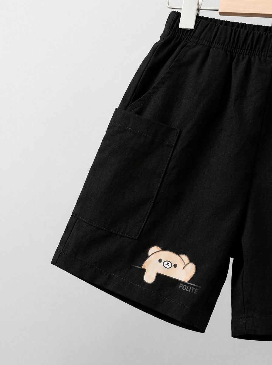 Kids Premium Micro Stretch Co-Ord Set – Jet Black  Summer Outfit for Boys & Girls