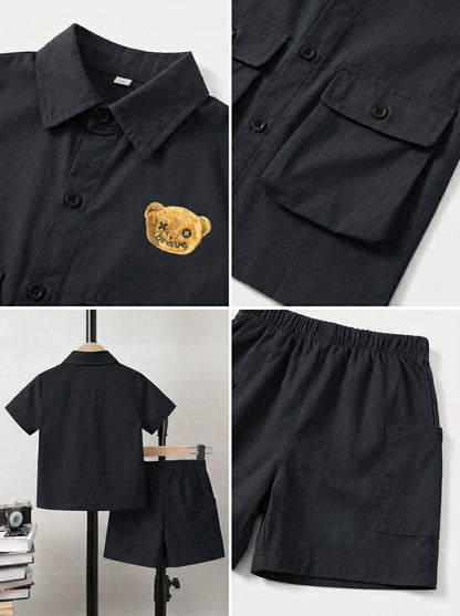 Kids Premium Micro Stretch Co-Ord Set – Dark Gray Summer Outfit for Boys & Girls